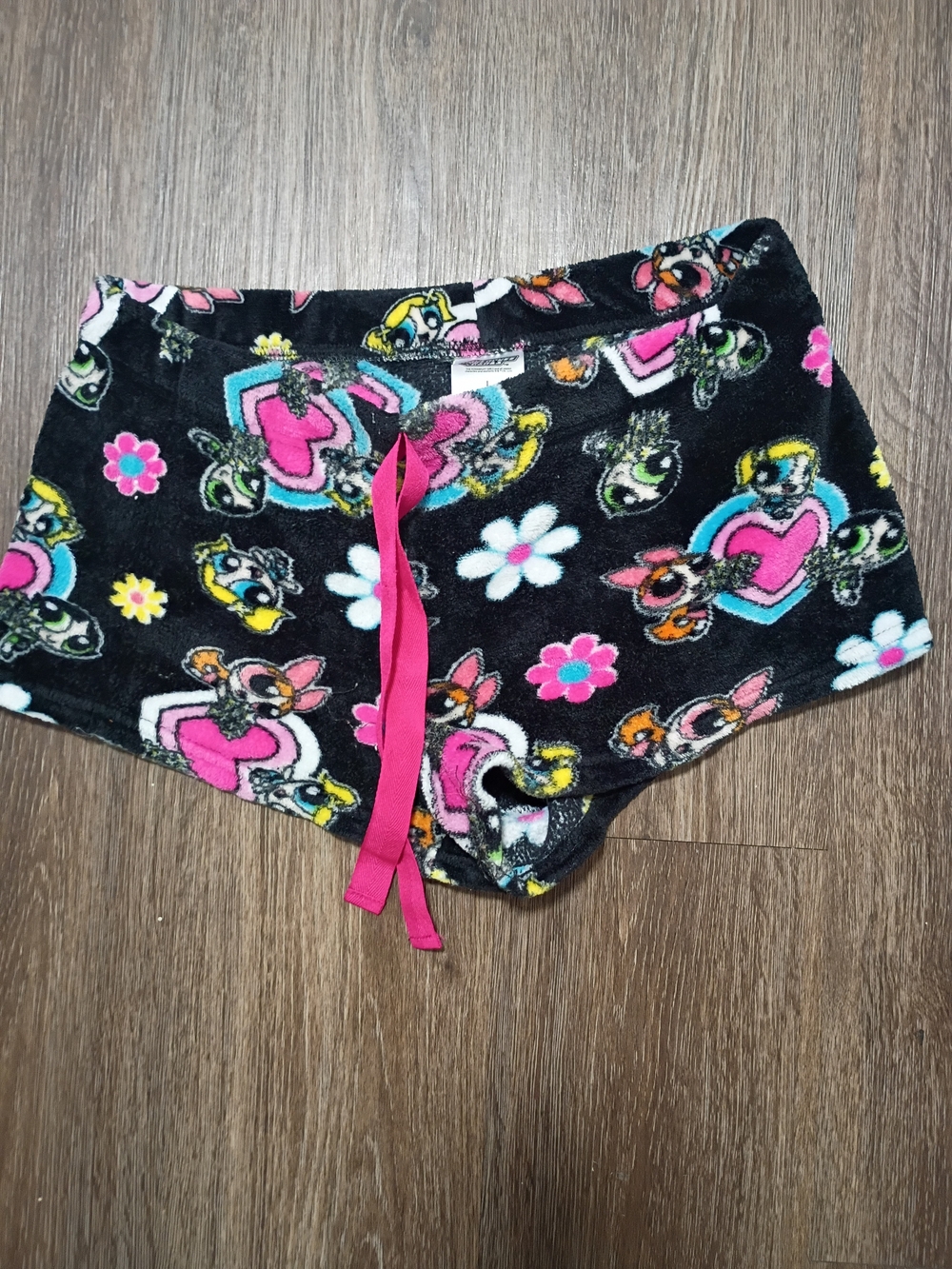 Cozy Black & Pink Plush Women's Powerpuff Girls Size L